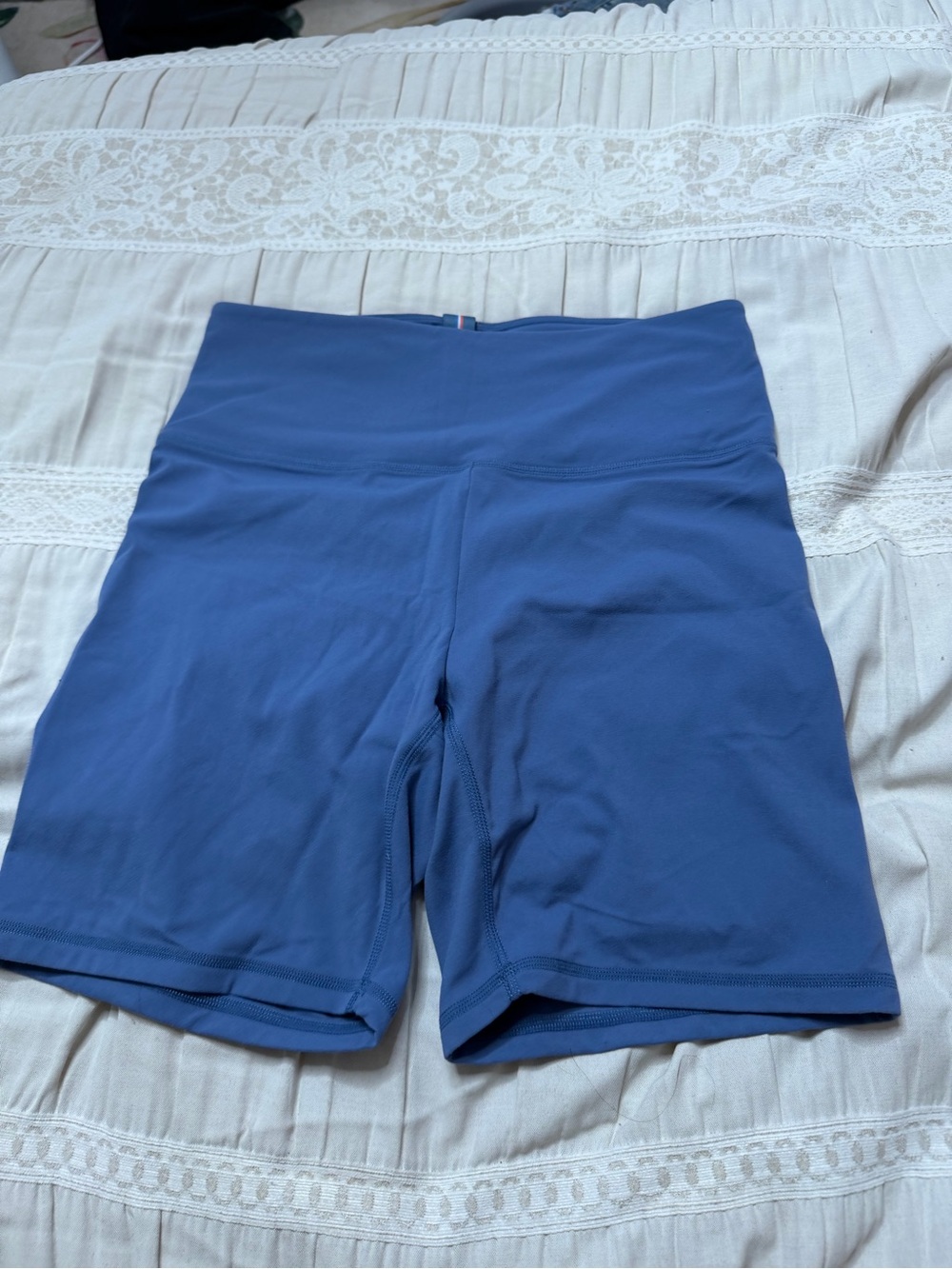 High-Waist Athletic Bike Shorts in Slate Blue